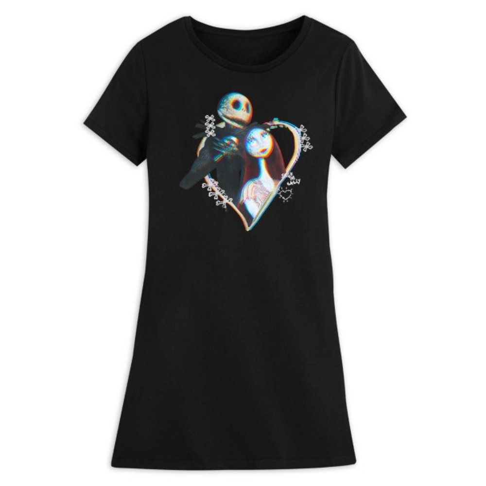 DISNEY NIGHTMARE BEFORE CHRISTMAS JACK & SALLY HEART T-SHIRT DRESS SLEEP SHIRT M